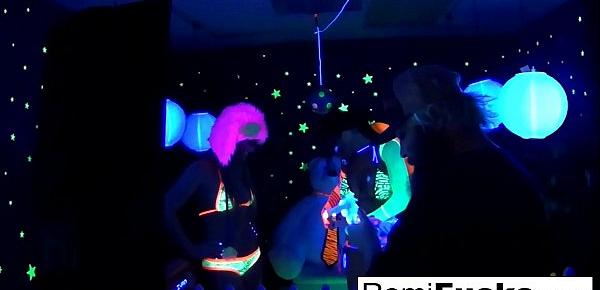  Romi Rain and Dani Daniels lesbian black-light fun!